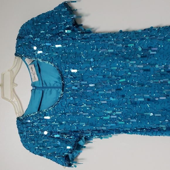 Vintage silk and beaded/sequined‎ mini dress - Picture 2 of 14